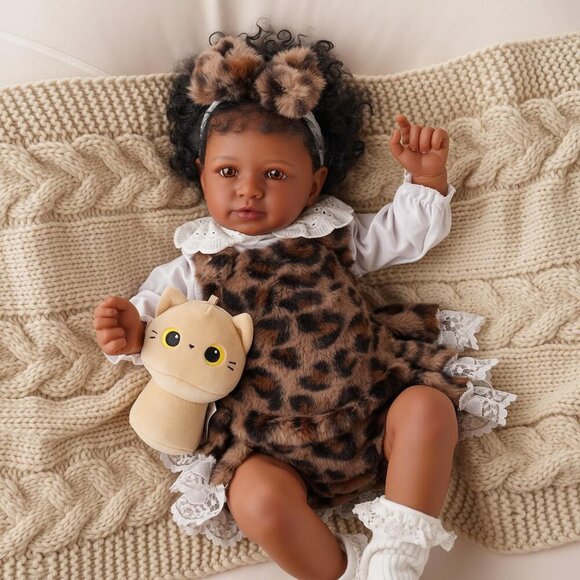 🆕Kids Realistic Reborn Baby Doll Black Girl 20 Inch Soft Body Newborn Baby Doll - Picture 7 of 8